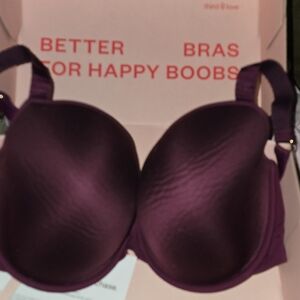ThirdLove 24/7 Classic T-Shirt Bra Burgundy Sz. 42DD (E)